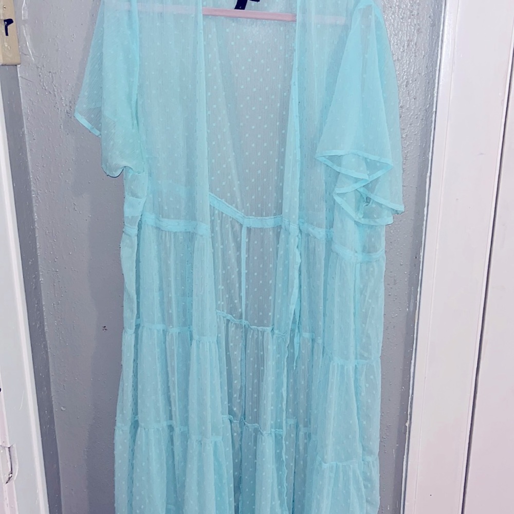 Long sheer teal torrid kimono